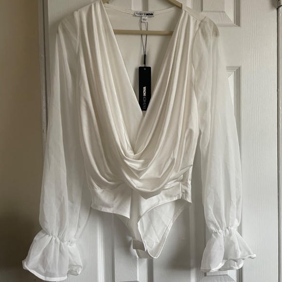 Cream Bodysuit/ blouse (NWT) - Picture 2 of 3